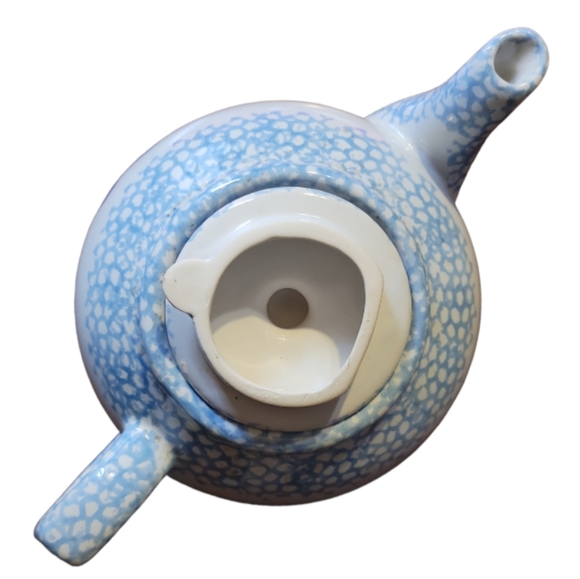 Vintage Corelle Blue Hearts Stoneware Tea Pot - Picture 4 of 6